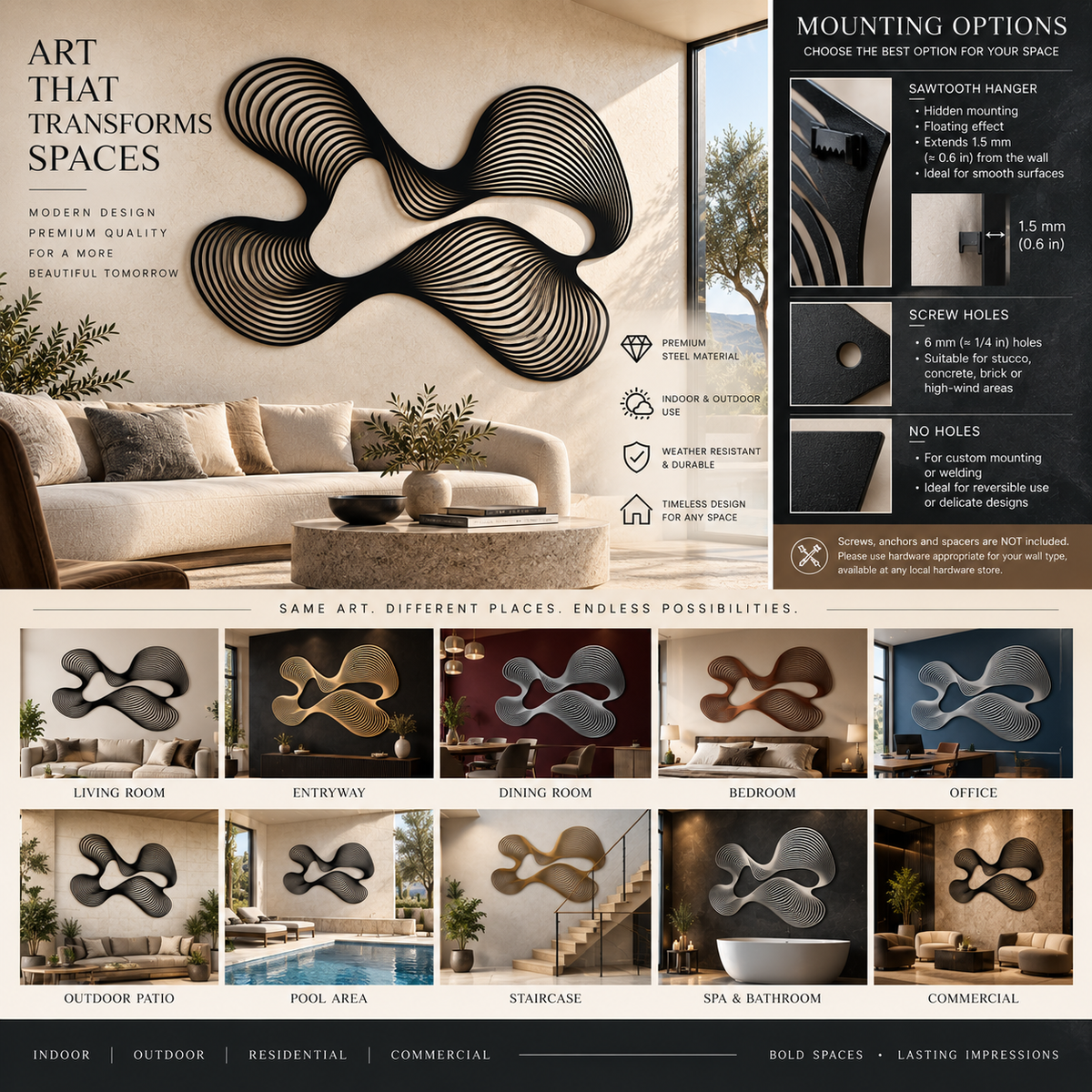 Kinetic Metal Wall Art